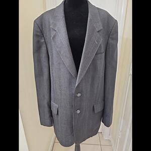 Andre‎ Villard Paris Men's Suit Jacket Gray Wool Pinstriped Lined 44L